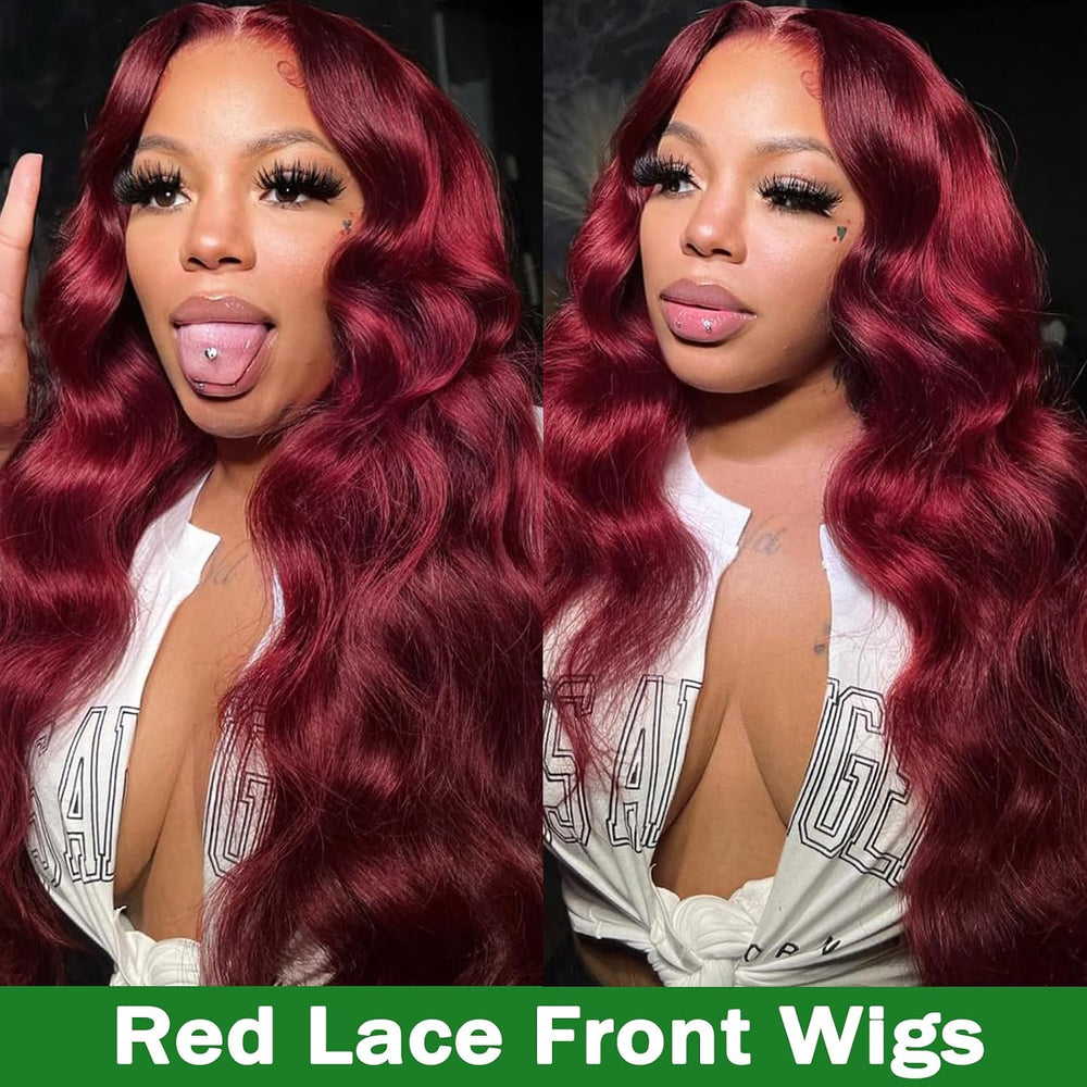 99j Burgundy Lace Front Wigs Human Hair 13x6 Body Wave Lace Front Wigs Human Hair Pre Plucked Glueless Red Wig Wine Red Wigs for Women Reddish Brown 180 Density 30 Inch