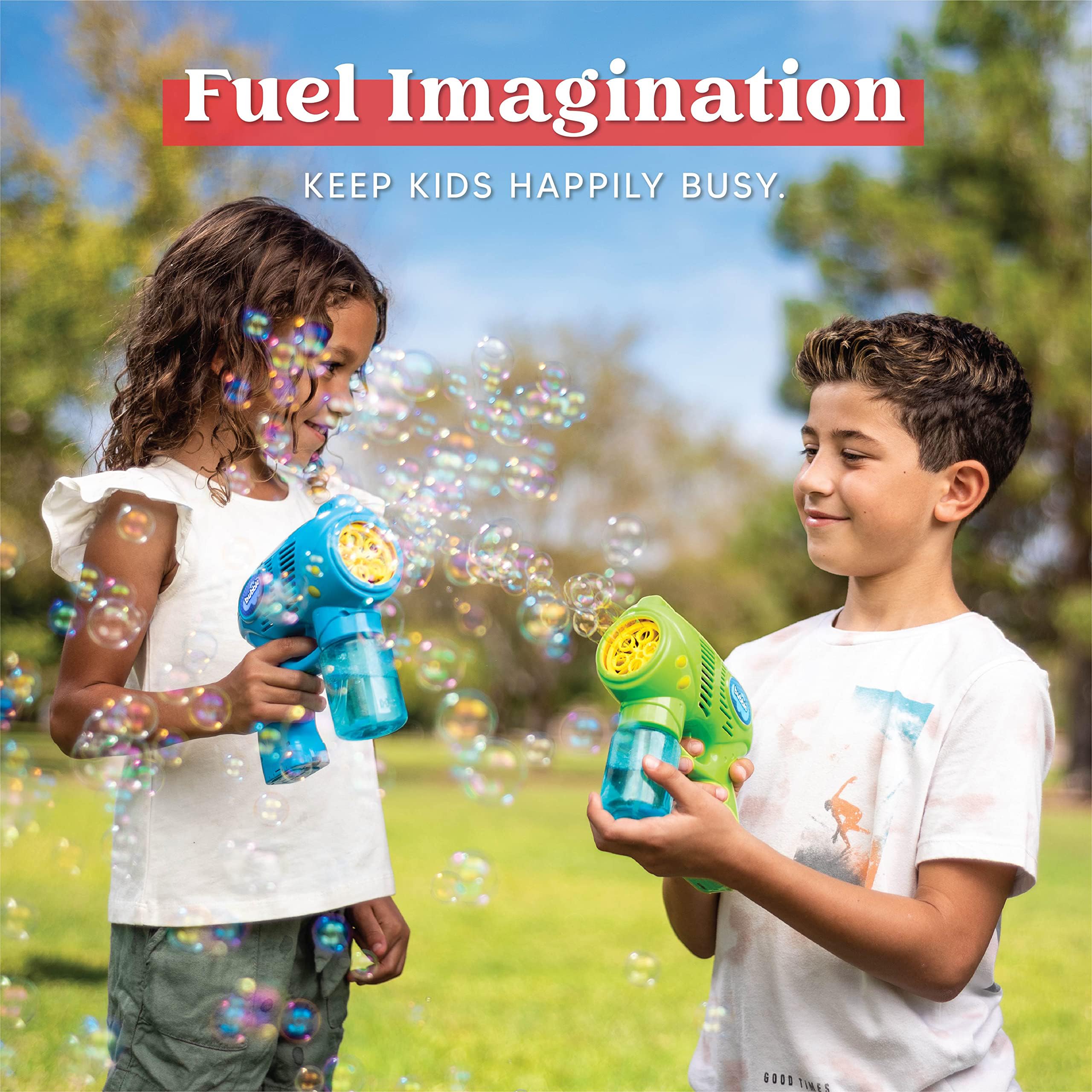 2 Kids Bubble Gun with 2 Bottles Refill Solution, Bubble Machine Gun for Toddlers Kids 4-8, Party Favors, Summer Toy, Outdoors, Easter, Birthday Gift