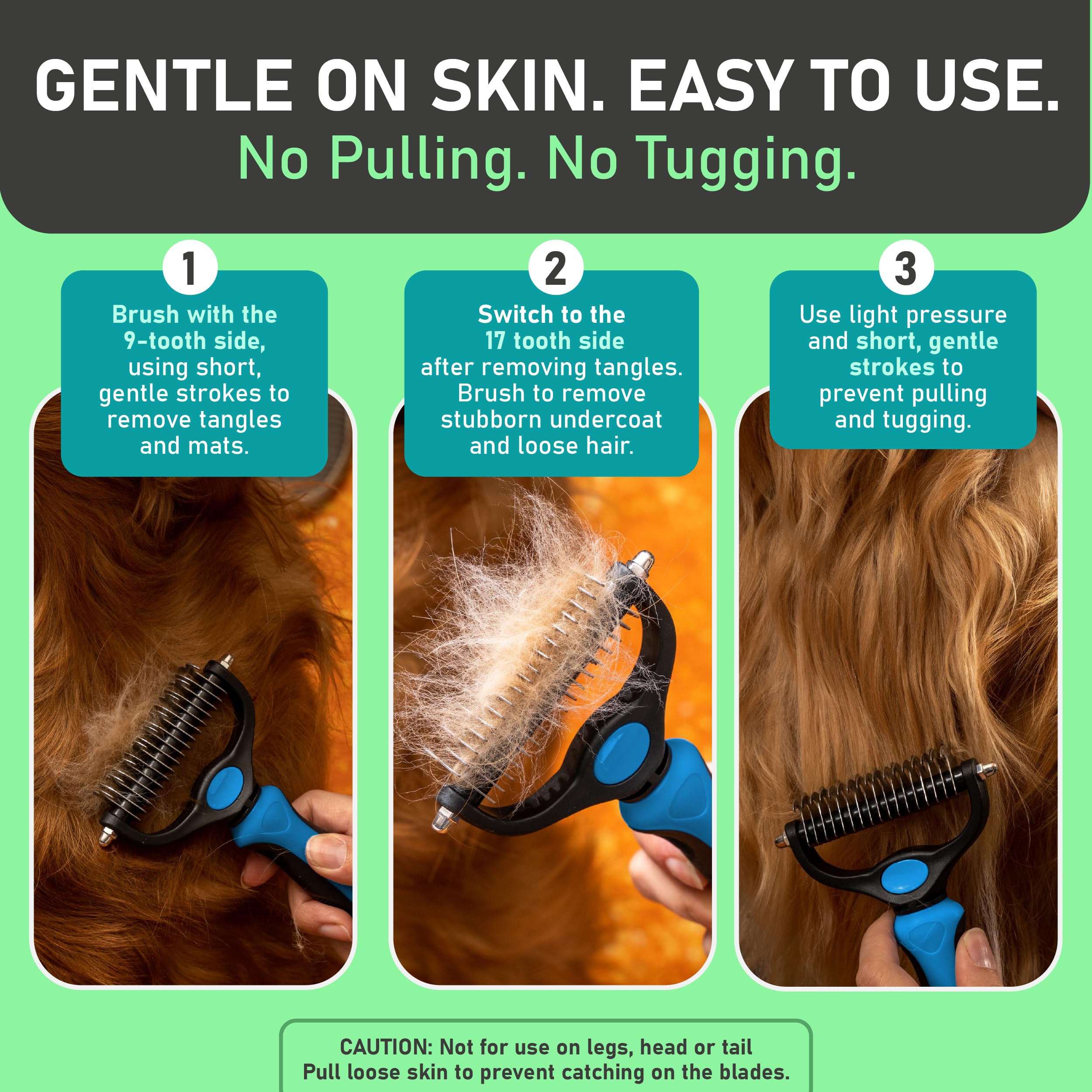 Original Pet Grooming Rake - Double-Sided Deshedding Dematting Tool, Undercoat Rake for Dogs & Cats, Extra-Wide Dog Grooming Brush & Deshedder Comb for Long Hair, Reduces Shedding 95%