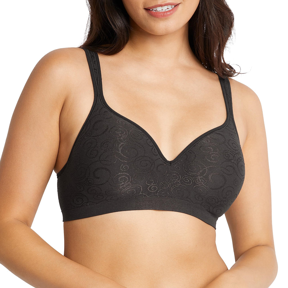 []Bali Women's Comfort Revolution Wire Free Bra, Black Swirl, 36C