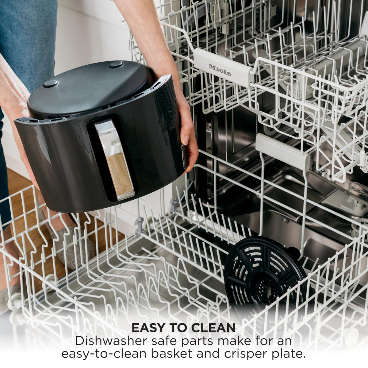 Air Fryer | 4 QT Capacity | 4-in-1 Roast, Crisp, Roast, Reheats, & Dehydrates | Dishwasher Safe Parts | 105°F-400°F | Includes 20 Easy & Healthy Recipes | 1550 watt | Grey | AF101