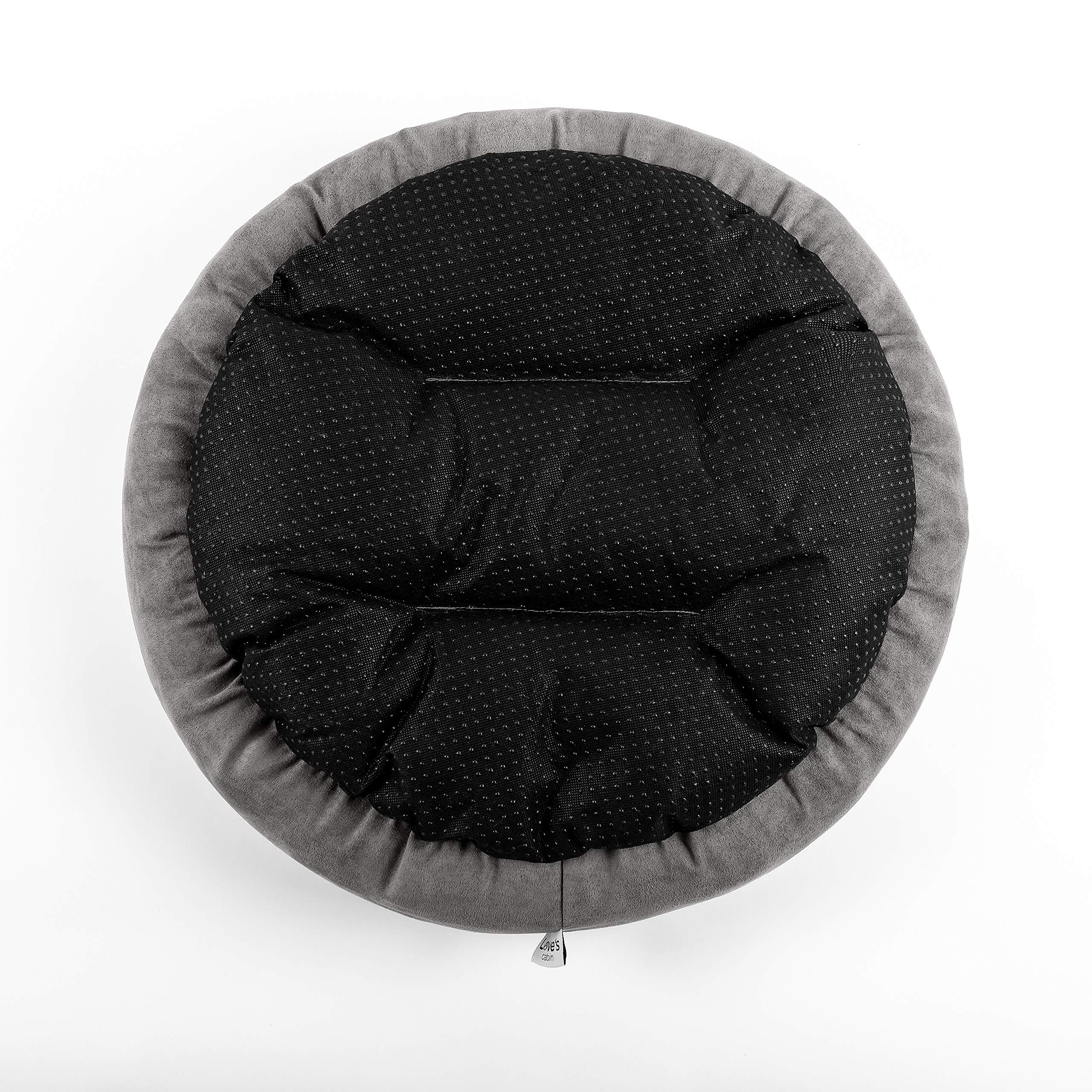 Round Donut Cat and Dog Cushion Bed, 20in Bed for Cats or Small Dogs, Anti-Slip & Water-Resistant Bottom, Super Soft Durable Fabric Pet Beds, Washable Luxury Cat & Dog Bed Gray
